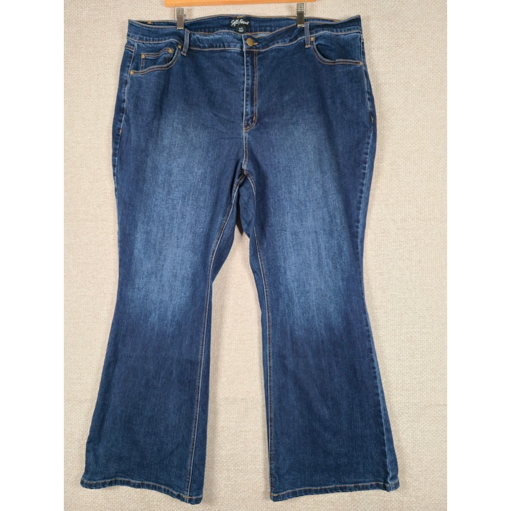 Soft Focus Womens Plus 26W Dark Wash Bootcut Denim Jeans Stretch 42W 30L
